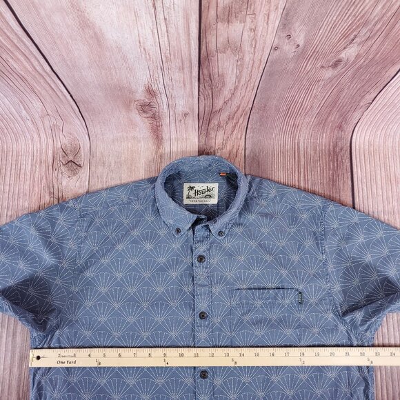 Howler Bros Mens Size Medium Mansfield Sashiko Shell Blue Heed The Call Shirt - Picture 13 of 14